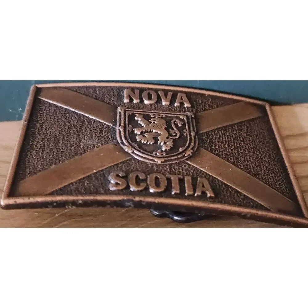 1970's Nova Scotia Belt Buckle Coat Of Arms / Flag Made In Canada Vintage